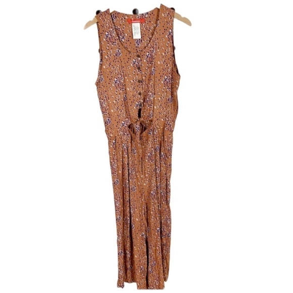 Anthropologie Cartonnier jumpsuit romper burnt Orange Blue Spotted Sz S - Picture 5 of 9